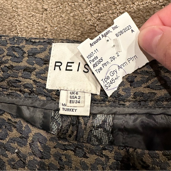 Reiss Metallic Leopard Print Trousers - Picture 2 of 3